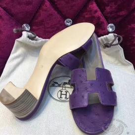 Hermes Heels Slippers Ostrich