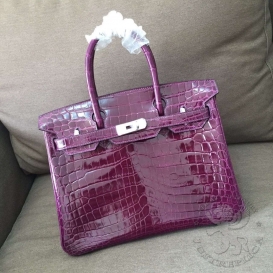 Hermes Birkin Crocodile Shiny Niloticus 30cm Cyclamen 5H