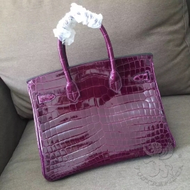 Hermes Birkin Crocodile Shiny Niloticus 30cm Cyclamen 5H