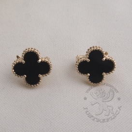 Van Cleef Arpels Earstuds Alhambra Onyx 9mm