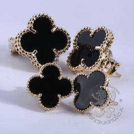 Van Cleef Arpels Earstuds Alhambra Onyx 9mm