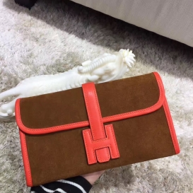 Hermes Jige Clutch Suede