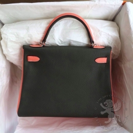 Hermes Kelly Togo 28cm  C66 Anis Green - C6 Olive - L5 Crevette