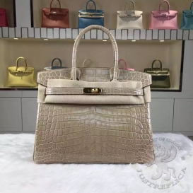 Hermes Birkin Crocodile Shiny Niloticus 30cm Beige