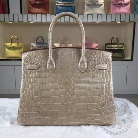 Hermes Birkin Crocodile Shiny Niloticus 30cm Beige