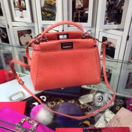 Fendi Peekaboo Python 23cm Salmon