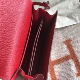 Hermes Roulis Epsom 19cm Q5 Rouge Casaque