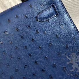 Hermes Kelly Ostrich 28cm Bleu Abysse 7K FHS
