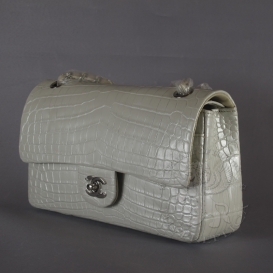 Chanel Classic Crocodile Medium 25.5cm Pearl White