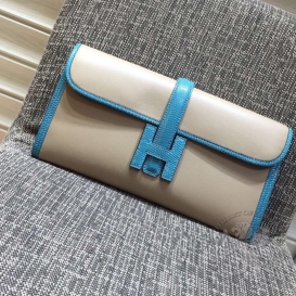 Hermes Jige Clutch Combo Swift Lizard Grey Turquoise