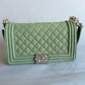 Chanel Boy Caviar 25cm Green