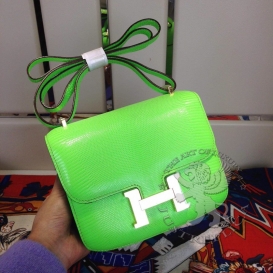 Hermes Constance Lizard 18cm Double Gusset Kiwi