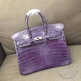 Hermes Birkin Crocodile Shiny Niloticus 25cm 9G Amethyst