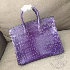Hermes Birkin Crocodile Shiny Niloticus 25cm 9G Amethyst