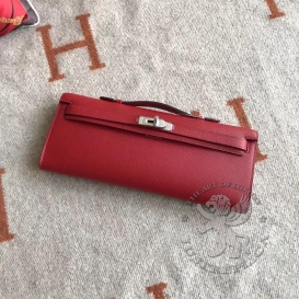 Hermes Kelly Cut Clutch Epsom Red