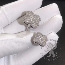 Van Cleef Arpels Ring Magic Alhambra Between the Finger pave Diamonds
