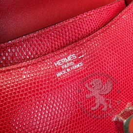Hermes Constance Lizard 18cm Double Gusset Red