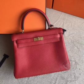 Hermes Kelly Togo 25cm Q5 Rouge Casaque
