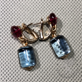 Bulgari Earrings MVSA Rubellite blue topaz
