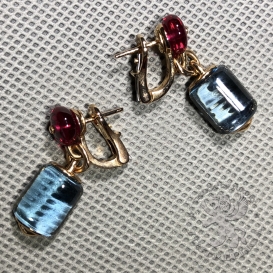Bulgari Earrings MVSA Rubellite blue topaz