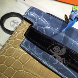 Hermes Kelly Crocodile Shiny Niloticus 32cm Sellier Tri-color