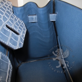 Hermes Birkin Crocodile Shiny Porosus 30cm Brighton Blue
