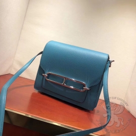 Hermes Roulis Epsom 19cm Bleu Paon 7F