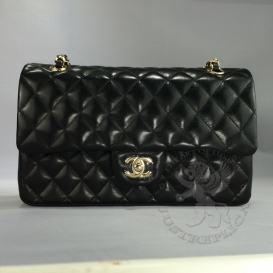 Chanel Classic Black Lambskin Medium 25.5cm GHW