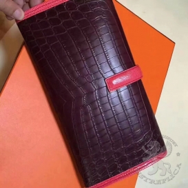 Hermes Jige Clutch Crocodile Matte Niloticus Lizard Bordeaux