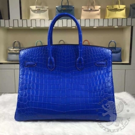 Hermes Birkin Crocodile Matte Niloticus 35cm Bleu Electrique