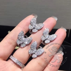 Van Cleef Arpels Earrings Two Butterfly pave Diamonds