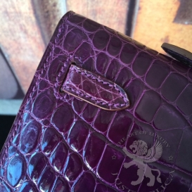 Hermes Kelly Cut Clutch Crocodile Niloticus Purple
