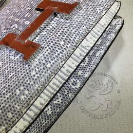 Hermes Constance Lizard 23cm Double Gusset Natural