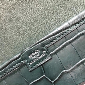 Hermes Jige Clutch Crocodile Matte Porosus Vert