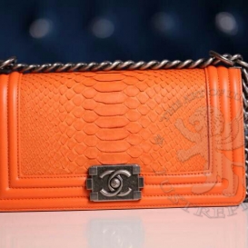 Chanel Boy Python 20cm Orange