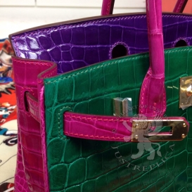 Hermes Birkin Crocodile Shiny Niloticus 25cm Tri-color