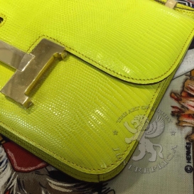 Hermes Constance Lizard 23cm Yellow