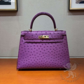 Hermes Kelly Ostrich 28cm Anemone P9 PHS