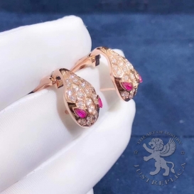 Bulgari Earrings Serpenti Rubellites Diamonds
