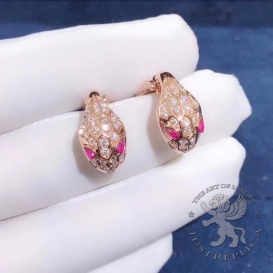 Bulgari Earrings Serpenti Rubellites Diamonds