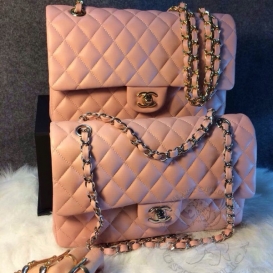 Chanel Classic Lambskin Medium 25.5cm GHW Baby Pink