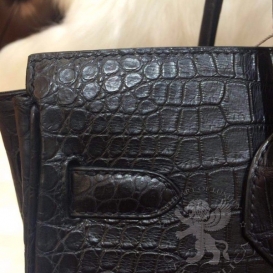 Hermes Birkin Crocodile Matte Porosus 30cm Black Matt HW