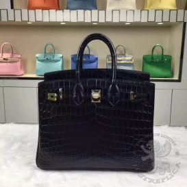 Hermes Birkin Crocodile Matte Niloticus 25cm Black