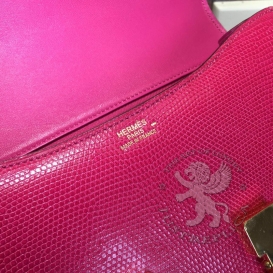 Hermes Constance Lizard 23cm Rose Tyrien