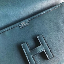 Hermes Jige Clutch Swift 7W Bleu Izmir