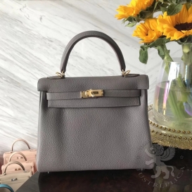 Hermes Kelly Togo 25cm Etain 8F