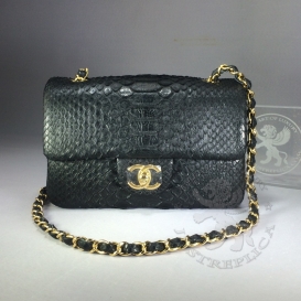 Chanel Classic Python 20cm Black
