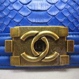 Chanel Boy Python 20cm Blue