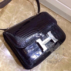 Hermes Constance Crocodile Shiny Porosus 18cm Double Gusset