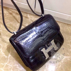 Hermes Constance Crocodile Shiny Porosus 18cm Double Gusset